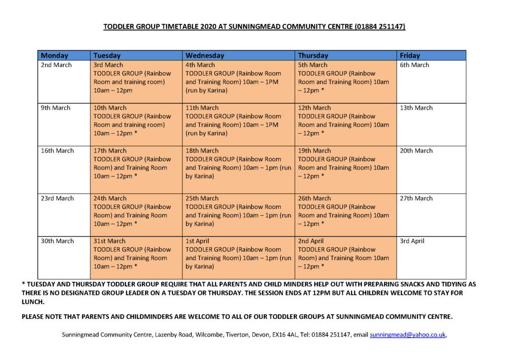 Toddler Group March 2020